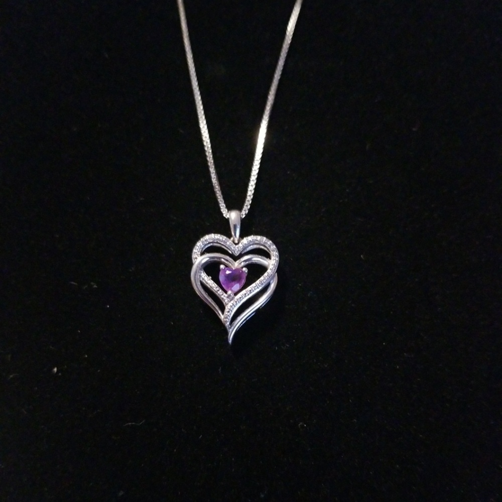 Sterling Silver 925 double heart necklace